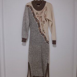 knit dress embellished with rhinestones & pearls - Small